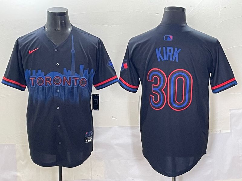 Men 2025 Toronto Blue Jays #30 Kirk Black Joint Name Nike MLB Jersey style 4